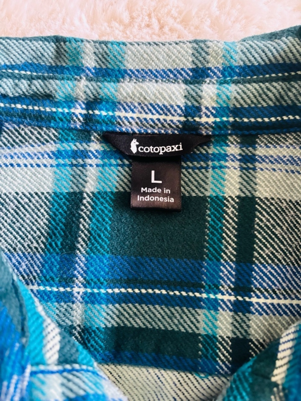 Cotopaxi Mero Organic Flannel Shirt Plaid Camp Cabin Blue Shacket Size: Large - Picture 5 of 6